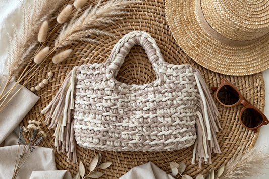 Alma - Borsa Uncinetto con Frange Beige & Panna 🤎