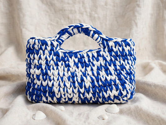 LIA - Medium Borsa Uncinetto Blu Santorini 🌊✨