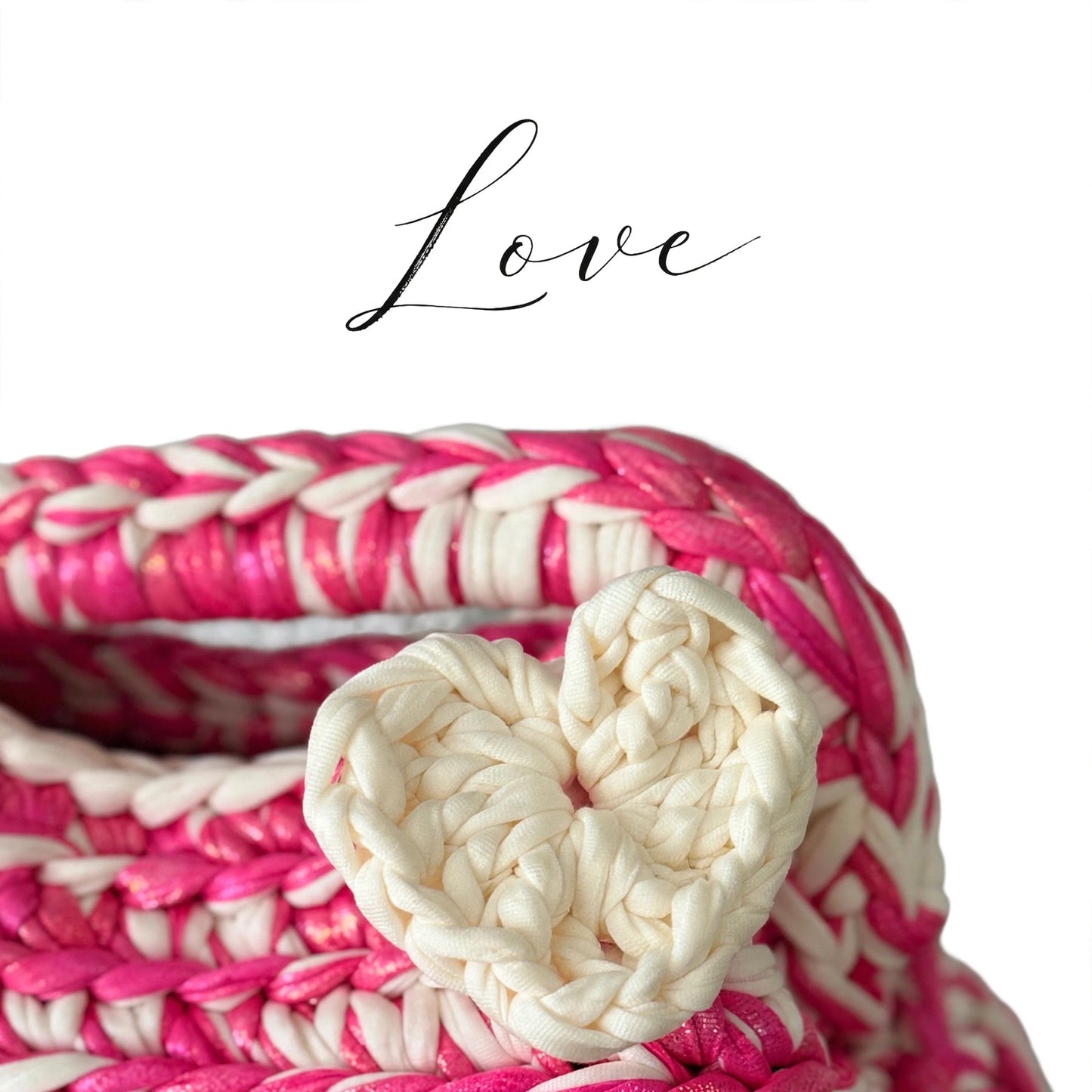 LIA LOVE - Borsa Uncinetto Fucsia & Panna con Cuore 🤍 | Edizione Love