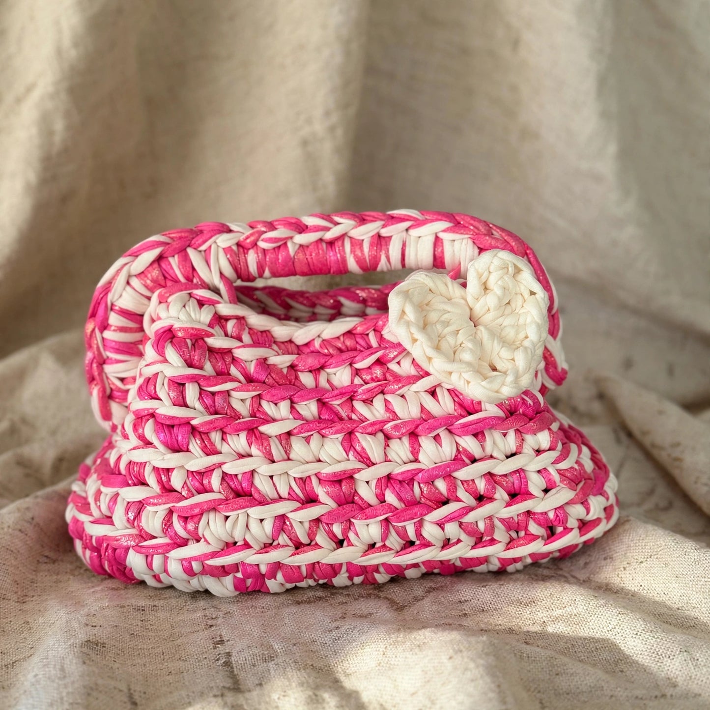 LIA LOVE - Borsa Uncinetto Fucsia & Panna con Cuore 🤍 | Edizione Love