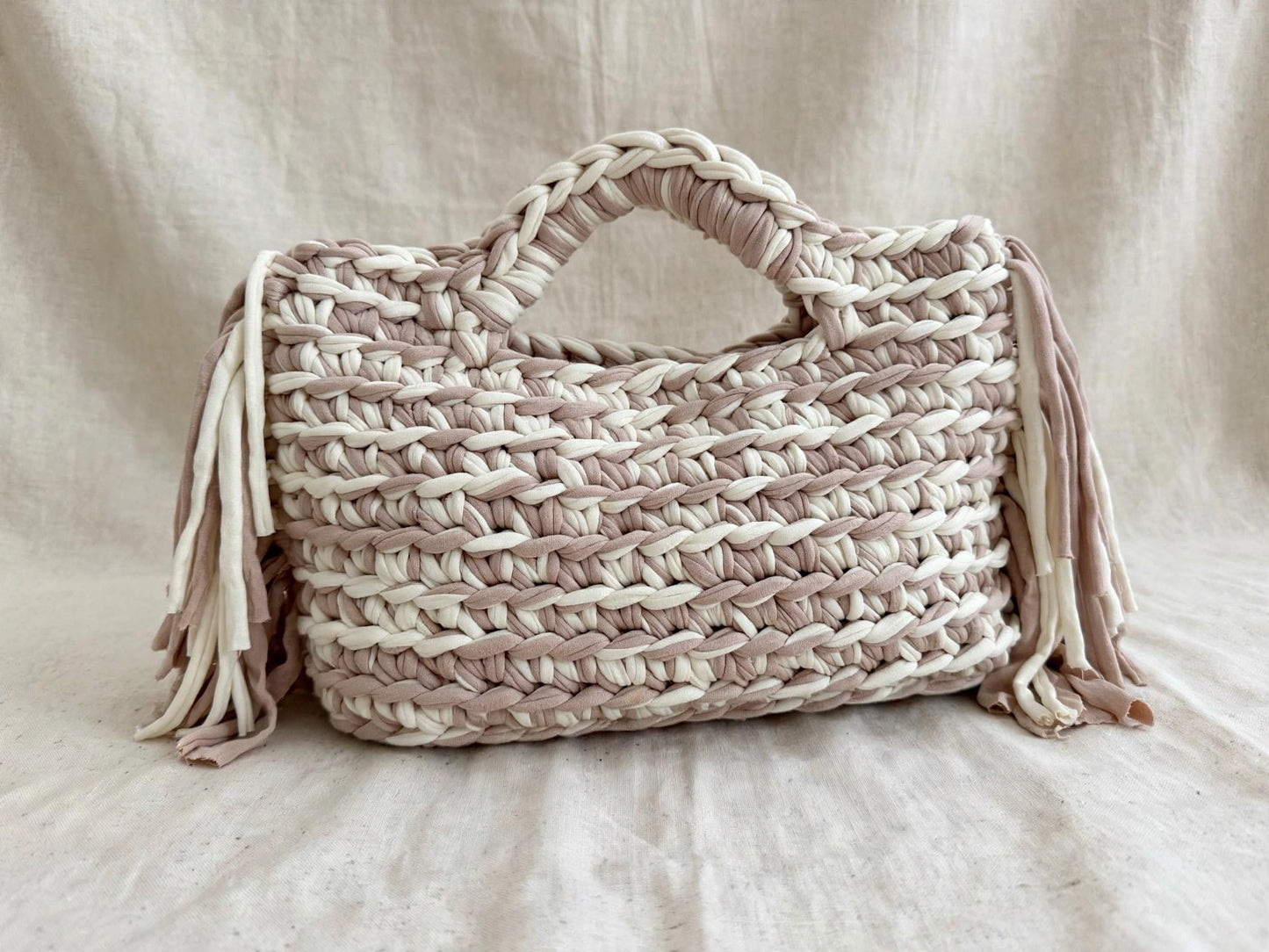 Alma - Borsa Uncinetto con Frange Beige & Panna 🤎