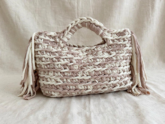Alma - Borsa Uncinetto con Frange Beige & Panna 🤎