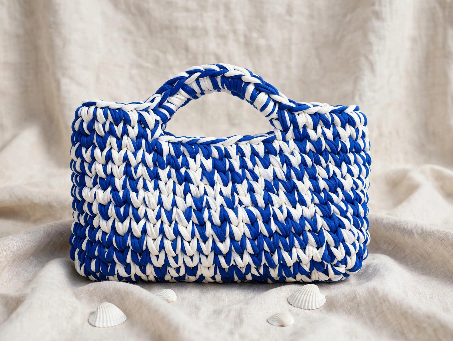 LIA - Medium Borsa Uncinetto Blu Santorini 🌊✨