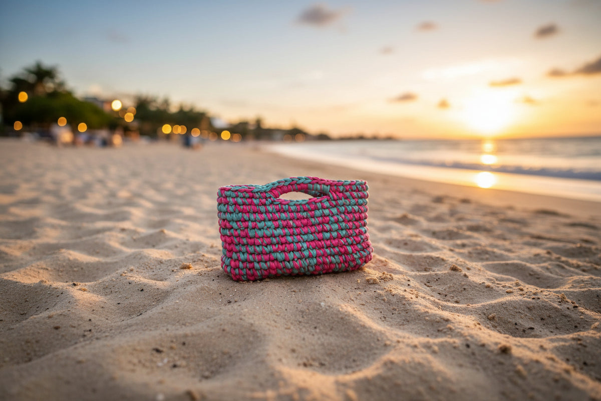 LIA TROPICAL - Borsa Uncinetto Fucsia & Tiffany 🌴 | Sunset Edition
