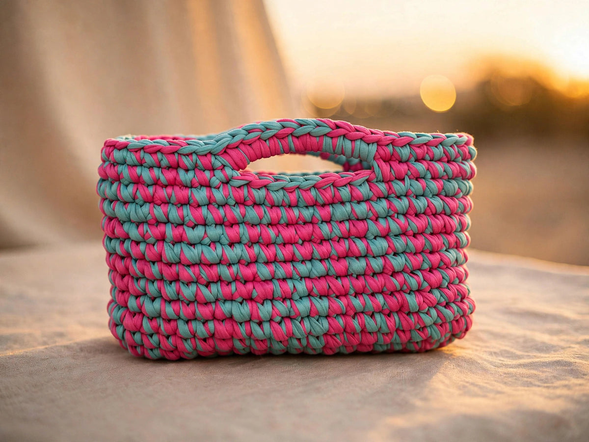 LIA TROPICAL - Borsa Uncinetto Fucsia & Tiffany 🌴 | Sunset Edition