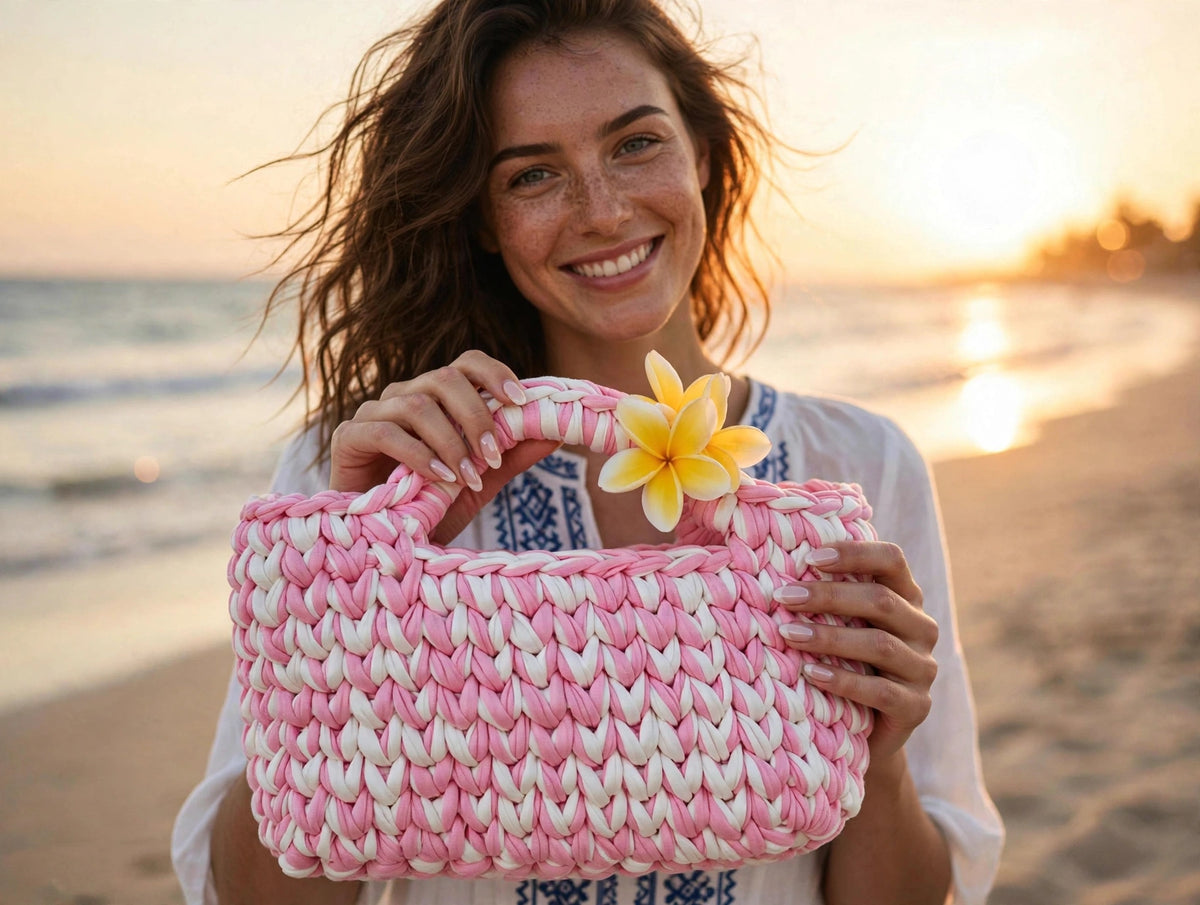 LIA - Mini Borsa Uncinetto Marshmallow Rosa 🍭✨